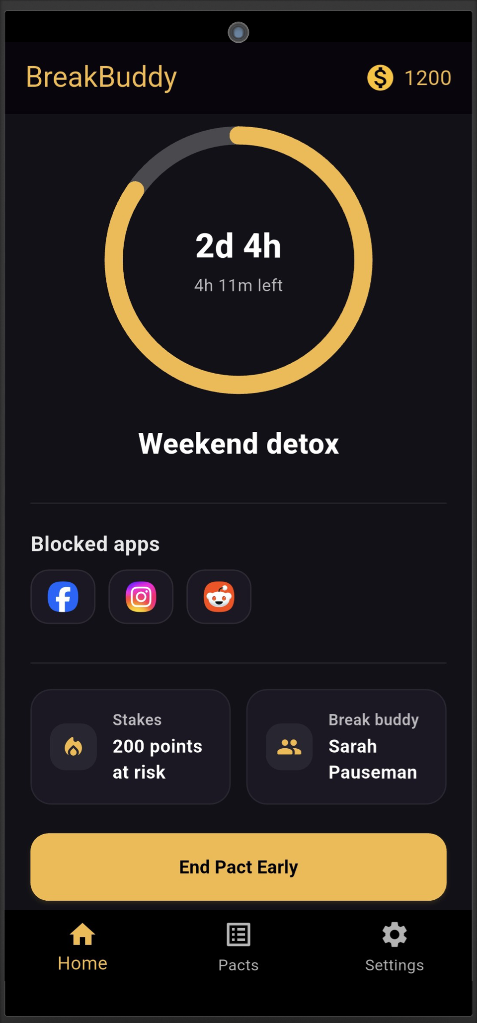 BreakBuddy app screenshot on phone